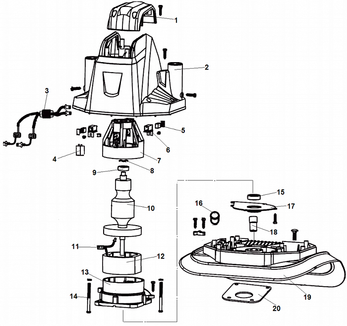 1 ЭЛЕКТРОДВИГАТЕЛЬ КУЛЬТИВАТОР CHAMPION EC750